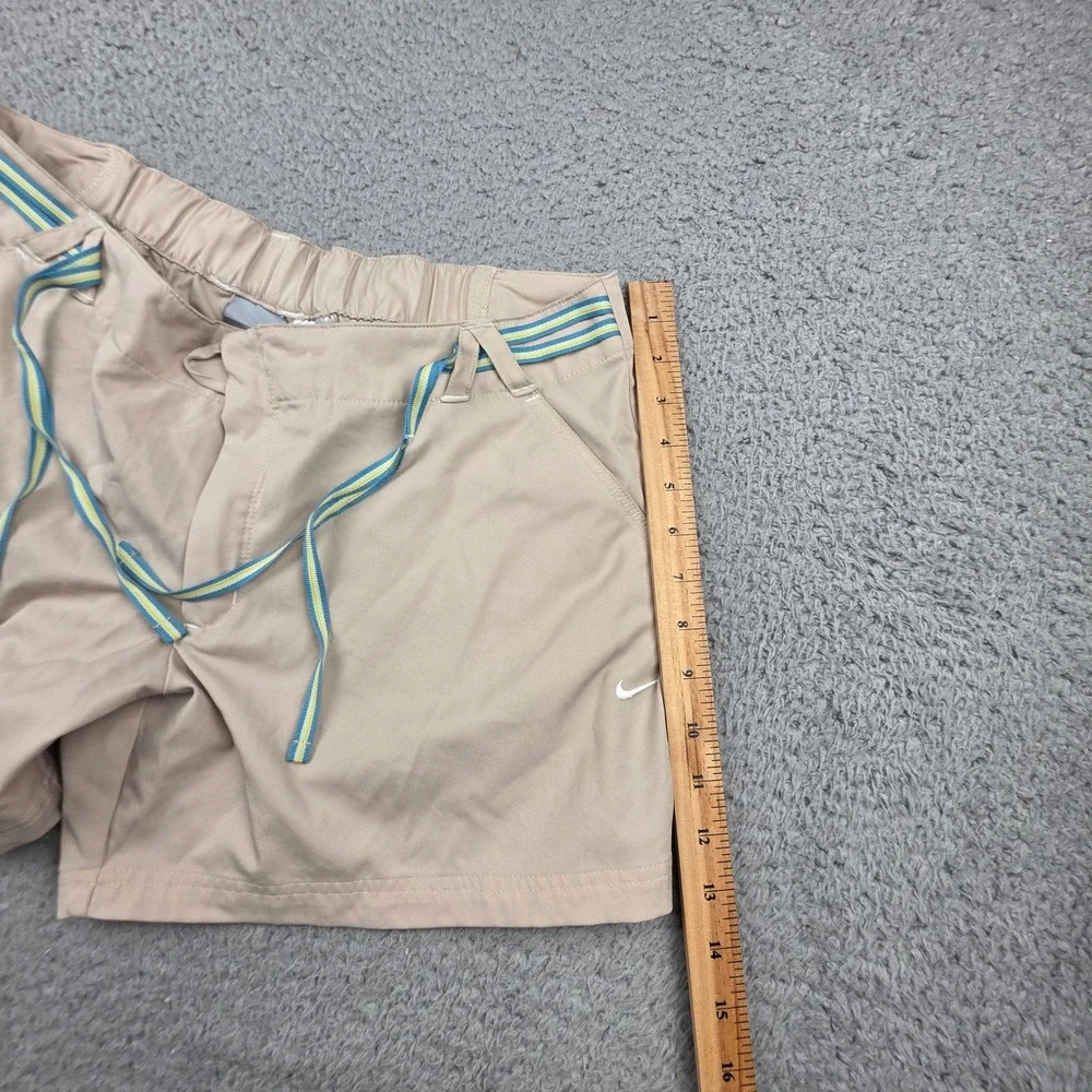Nike Ribnon Belt Shorts Women Large Tan Beige Lightweight Golf Tennis Gorpcore‎
